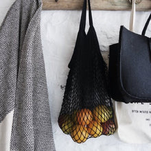 french cotton mesh market bag - black or natural- small