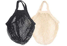 french cotton mesh market bag - black or natural- small